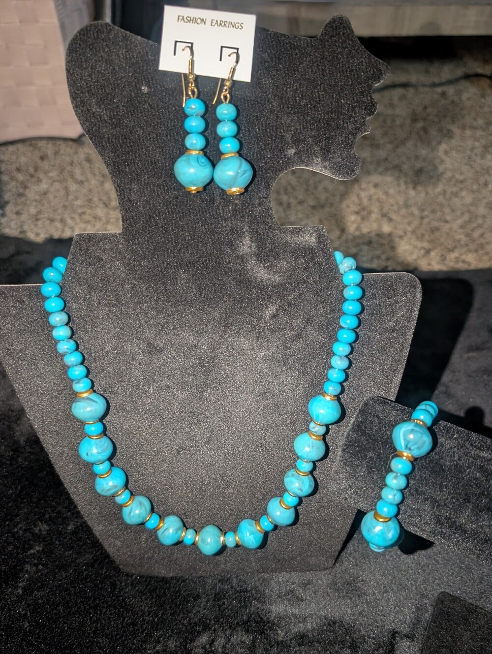 Faux Turquoise Beaded Jewelry Set